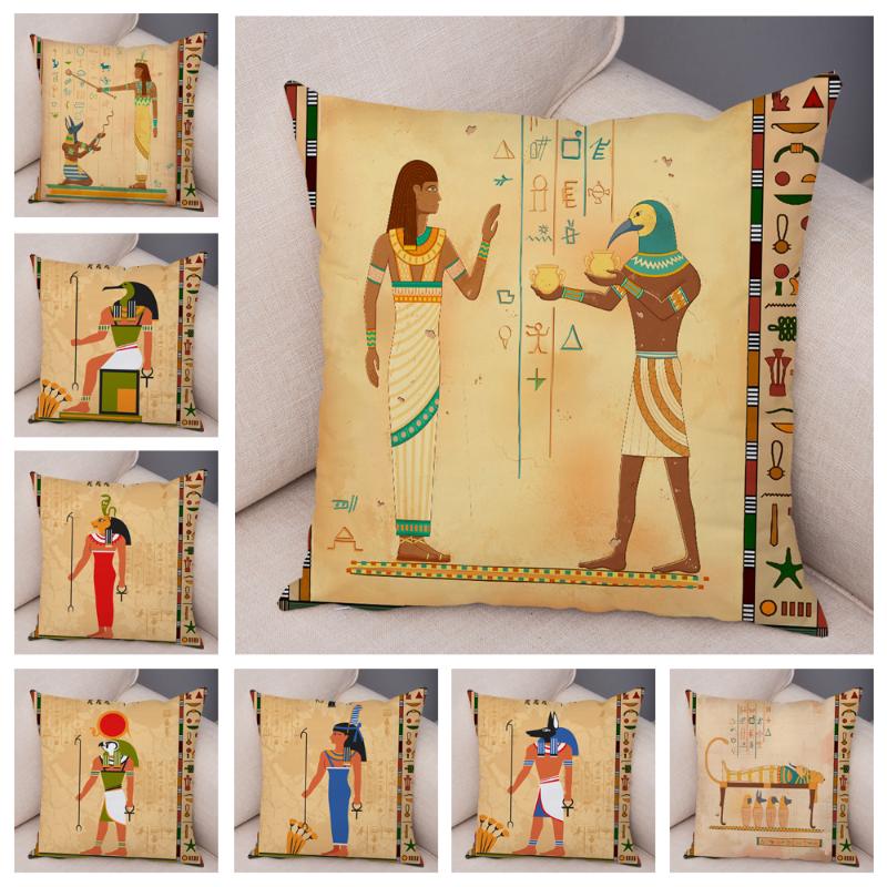 

Cushion/Decorative Pillow Ancient Egypt Totem Pharaoh Cushion Cover Decor Cartoon Anubis Print Pillowcase For Sofa Home Soft Plush Case 45cm, 29