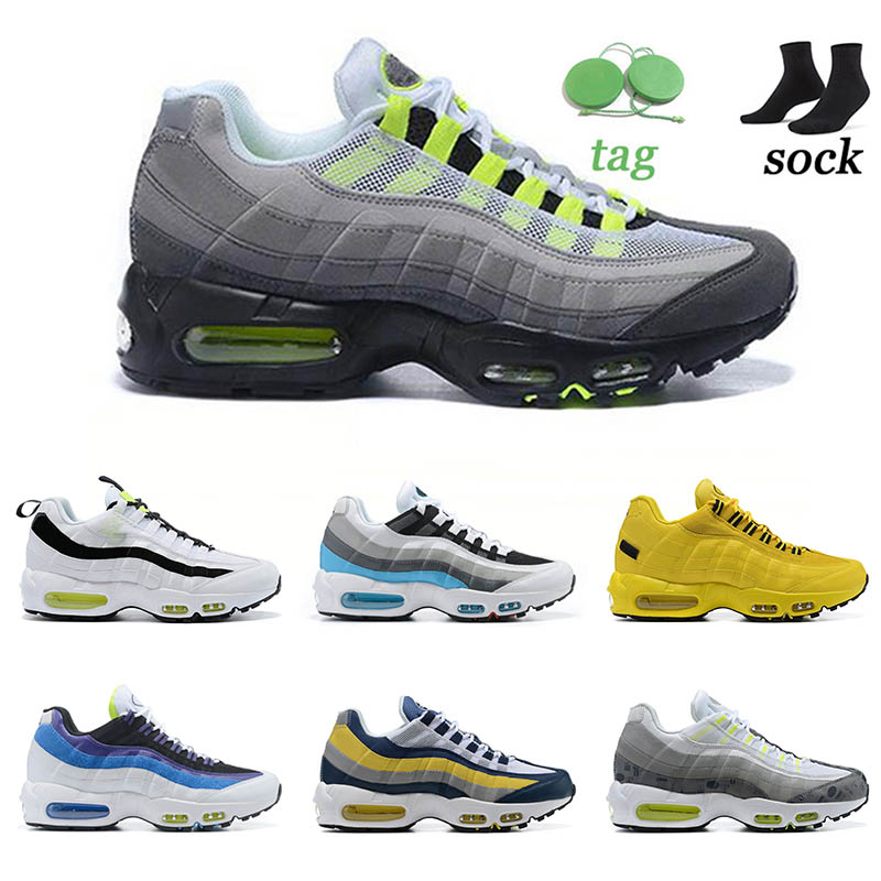 

95OG Running Shoes 95s Mens Womens Trainers Neon Orange Red and Gray Laser Fuchsia Footprint Fashion Outdoor Men Women Sports Sneakers Size 36-46