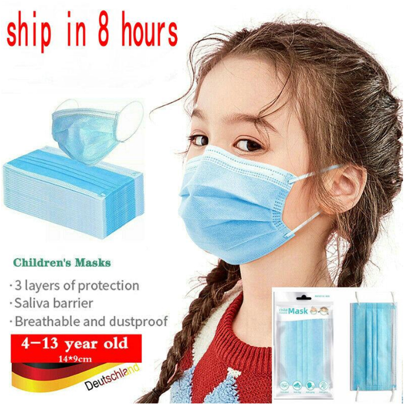 

USA in Stock kid Disposable Mask 500pcs 3-Layer Protection and Personal Health with Earloop Mouth Sanitary Face Masks boys gril masks