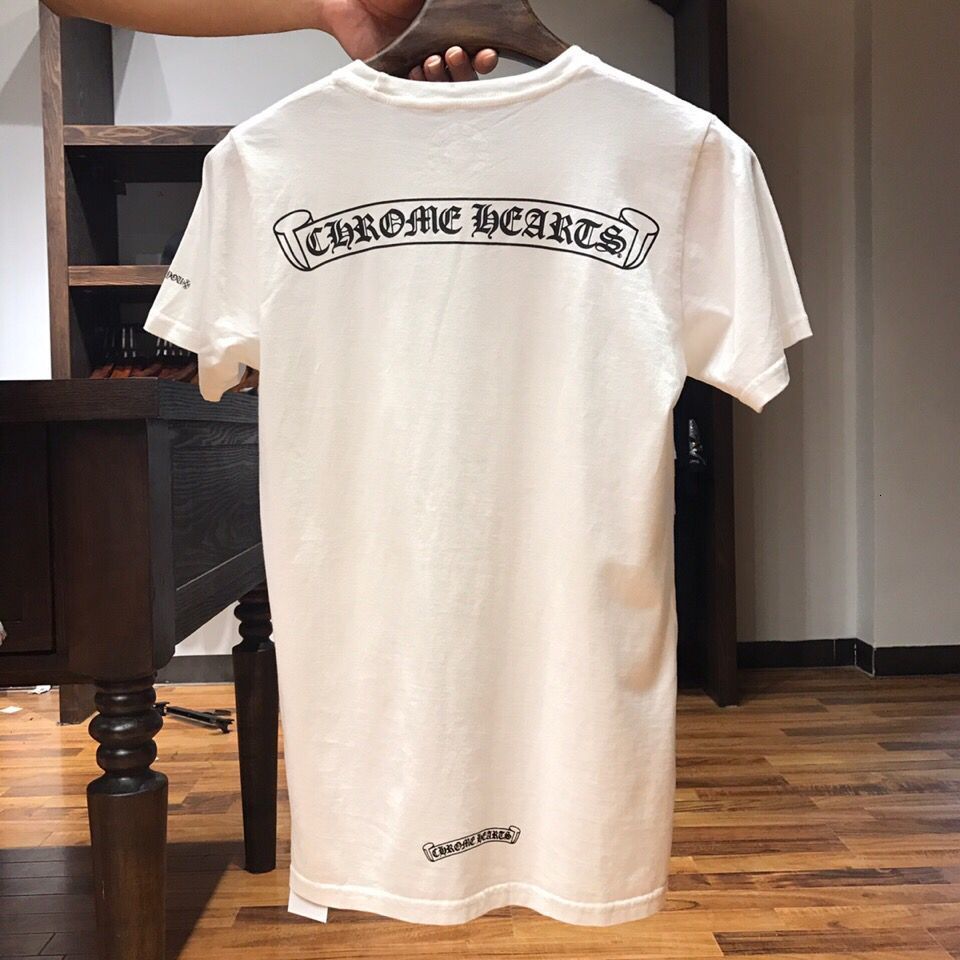 

chrom hearts heart 2021 Summer Chome Fashion Brand New Crosin Short Sleeve T-shirt High End Sanskrit Printing Men's and Women's Ca, White;black