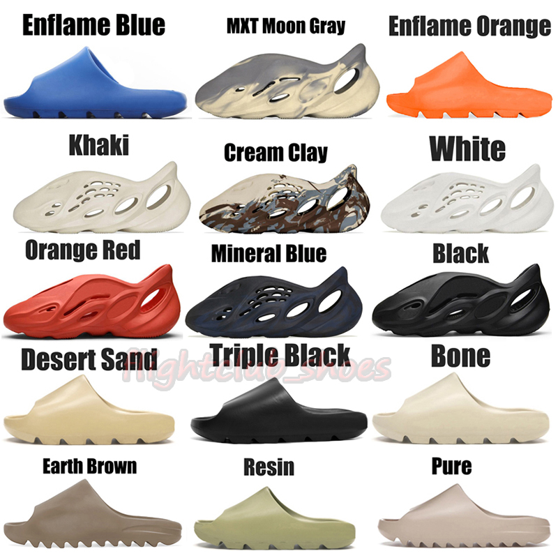 

2022 Slide Slipper Men Women EVA Foam Runner Black White MXT Moon Grey Slippers Tainers Bone Mineral Blue Cream Clay Beach Sandals Shoes, A3 desert sand