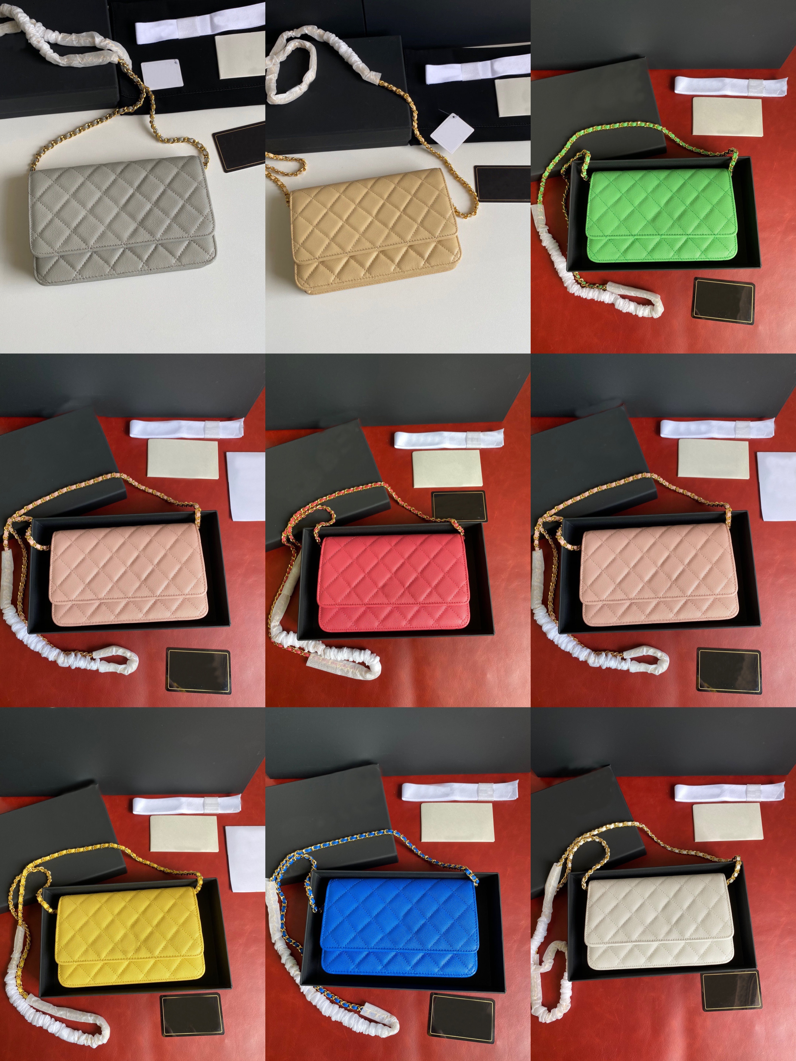 

Ladies Designer Bag Flip Square Long Chain Shoulder Bags With Metal Cross Body Diagonal Grid Plaid Pattern AP0250 Size: 19.5-12-3.5, Peach