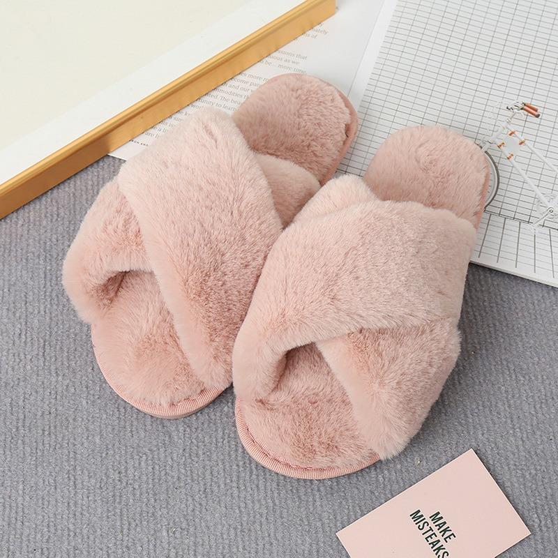 

Slippers 2021 Fashion Winter Women House Faux Fur Warm Flat Shoes Female Slip On Home Furry Ladies Size 36-41 Wholesale, A-1