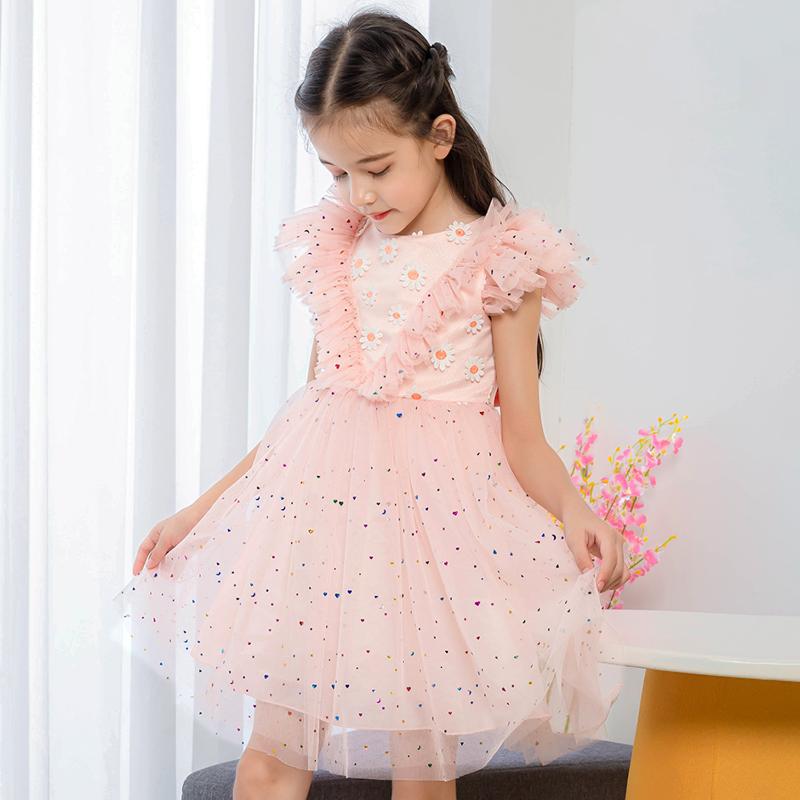 

Girl's Dresses Elegant Lace Bridesmaid Flower Prom Children Clothing Princess Kids Dress For Girl Party Wedding Evening, Red;yellow