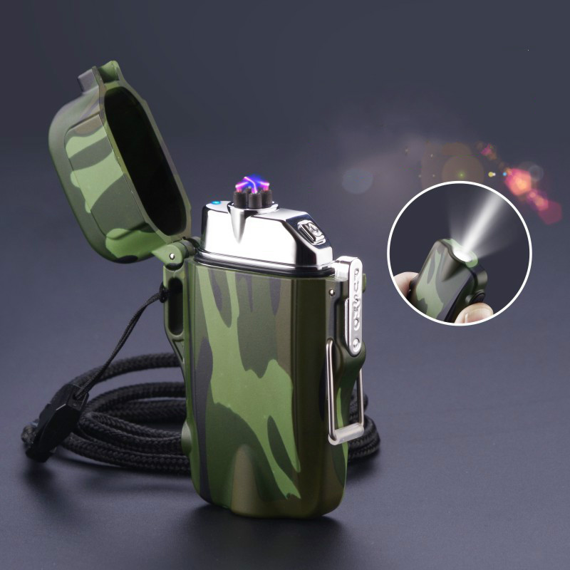 

Eectric Pasma ighter Windproof Cigarette ighter USB Charging Camoufage Outdoor waterproof Doube arc Puse