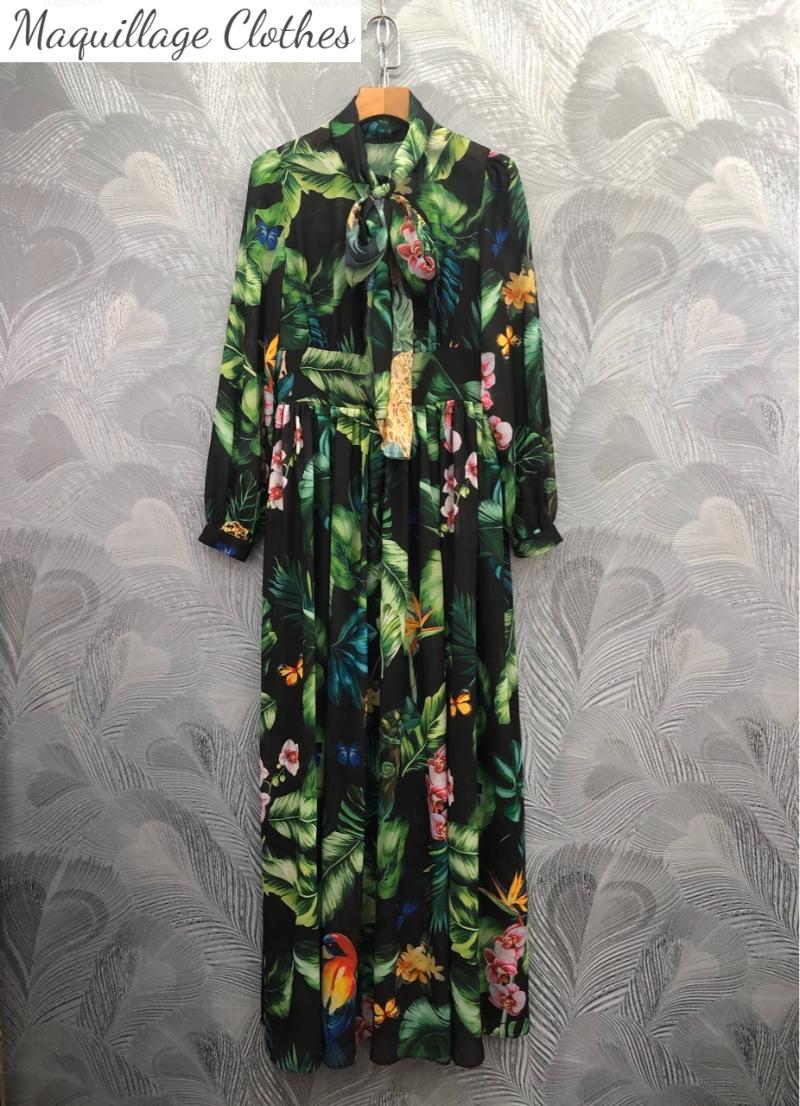 

Casual Dresses 2021 Spring Women' Fashion Print Long Sleeves Elegant Dress High Quality Bohemian Maxi B378, As picture