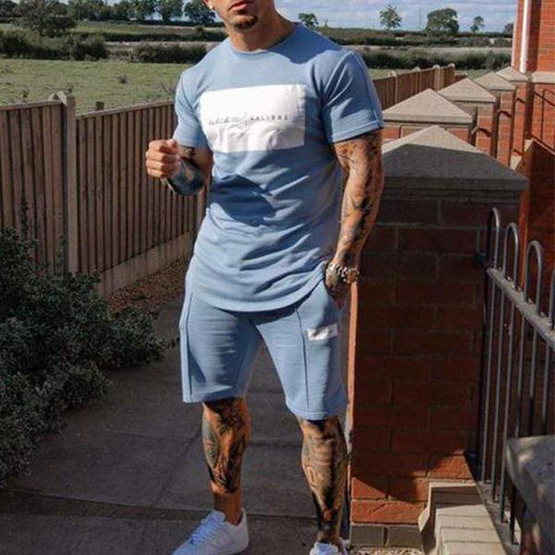 

Box men s sports suit short-sleeved T-shirt with shorts, comfortable, breathable and dry, daily leisure sports, Picture2