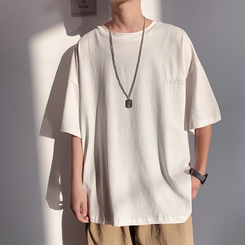 

Men's T-Shirts Short Sleeve Black White Loose T Shirt 2021 Summer Classic Solid Tshirt Top Tees Casual Clothes Plus OverSize, Dxt9001 a