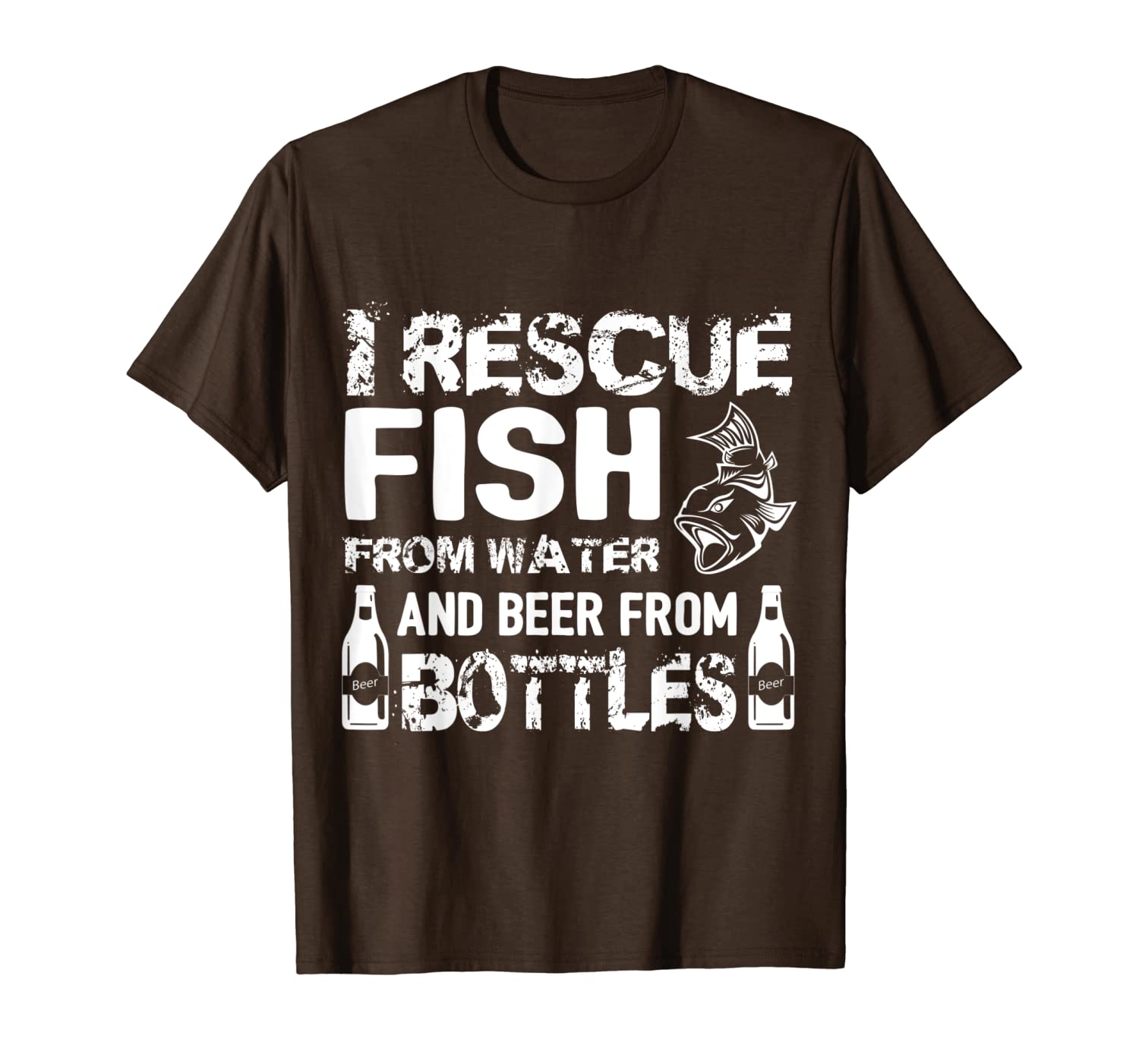 

i rescue fish from water and beer from bottles t-shirt, White;black