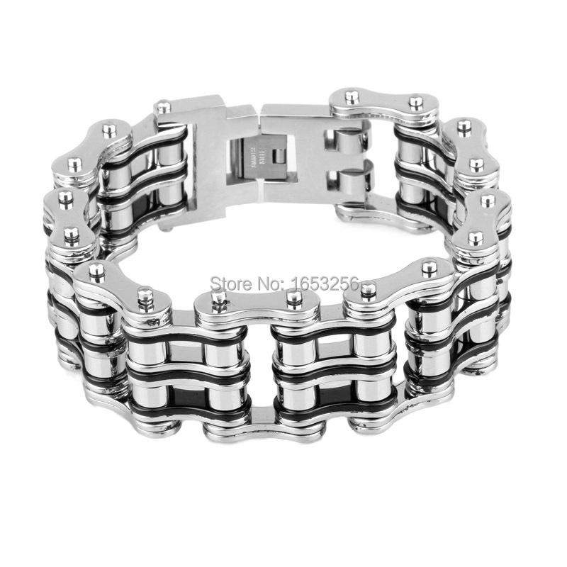 

8.8'' 21mm Wide 162g Gothic Men's Stainless Steel Black Bracelet Motorcycle Biker Chain Bangle Huge Jewelry Link,