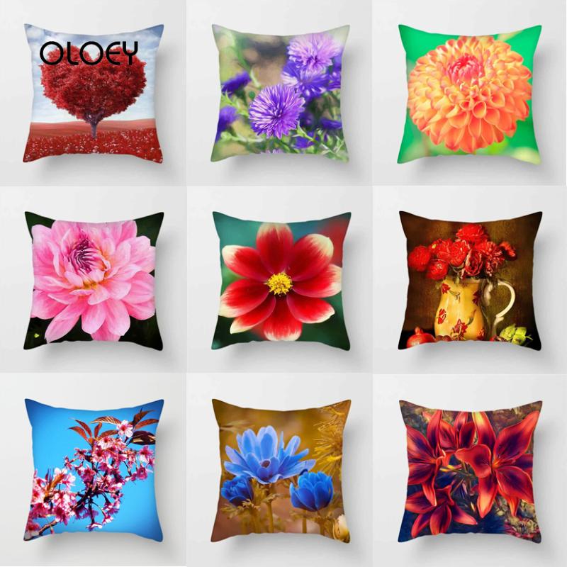 

Flower Painting Workshop Polyester Decorative Cushion Cover Sunflower Rose Print Throw Soft And Comfortable45x45cm Cushion/Decorative Pillow
