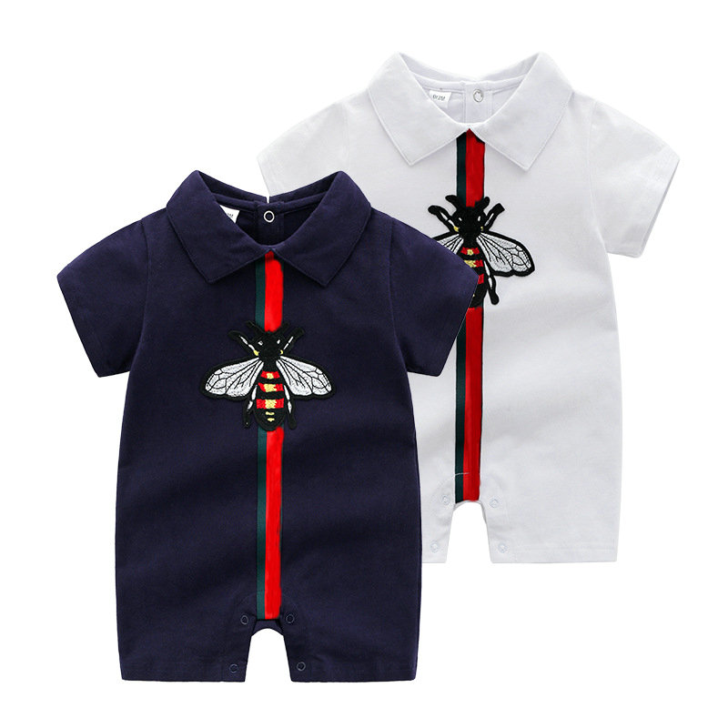 

INS Baby Rompers Spring Autumn Romper Cotton Newborn boy Girls Kids Designer cartoon Bee embroidery Infant Jumpsuits Clothing, Blue