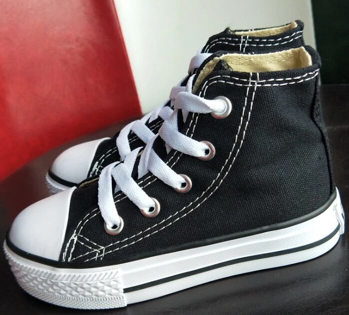 

Promotional! Kids Outdoor Shoes Fashion High Low Children Boys and Girls Sports Classic Canvas Shoe Size 23-34, Black high