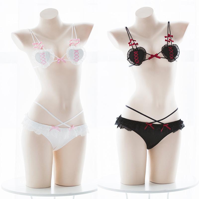 

Bras Sets Cute Micro Bikini Sexy Anime Cosplay Lingerie Devil And Angel Lolita Bra Panty Set Wholesale Women Underwear Exotic Apparel