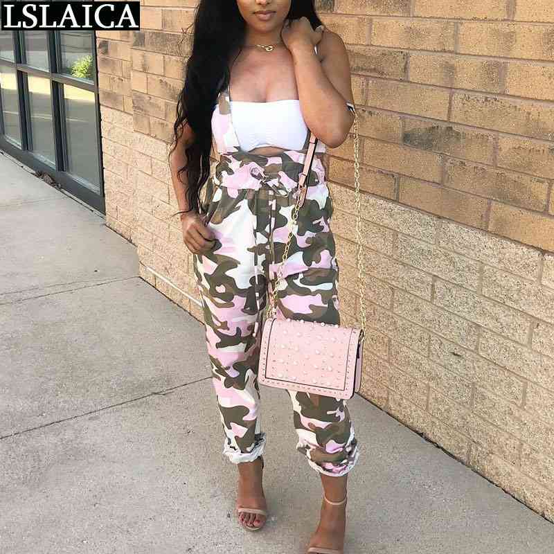 

Explosive Camouflage Overalls Strappy Pockets Casual Full Length Woman Pants Fashion Personalized Sport Pantalones De Mujer 210520, Gray