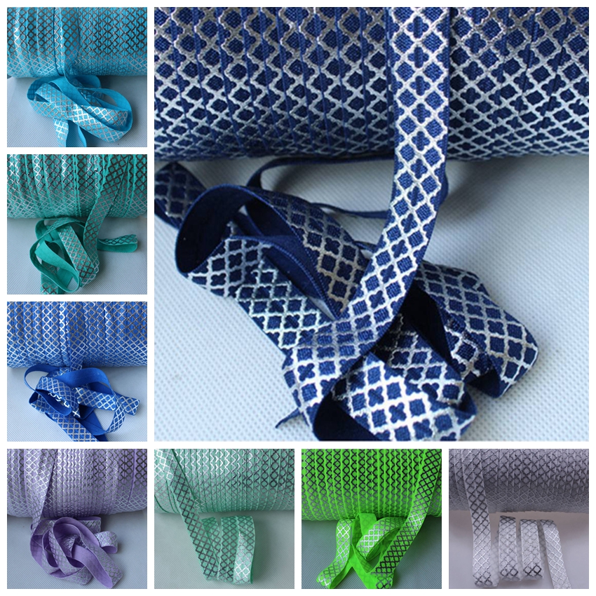 

100yards/lot Silver Foil Quatrefoil FOE Ribbon Fold Over Elastic Some color might sold out contact us before order