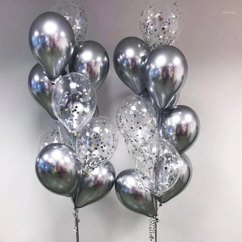 

Party Decoration 15pcs Chrome Metal Gold Silver Balloon Confetti Set Birthday Decorations Adult Kids Helium Globos Air Balls Wedding Decor