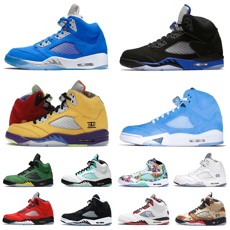 

Jumpman 5 5s Mens Basketball Shoes Racer Blue UNC Florida Gators Raging Bull What The Oklahoma Oregon Paris Fire Red Wings Island Green Sports Sneakers Trainers, C49 quai 54 40-47