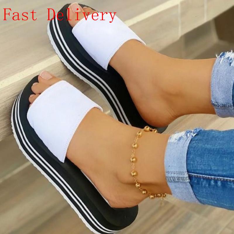 

Slippers JAYCOSIN Women's Platform Fashion Large Size White Casual Foot Sandals And Summer Outdoor Shoes, Black