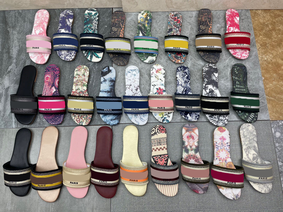 

Summer Paris classic fashion slippers for women, outdoor beach non-slip flats. Embroidered monogrammed sandals in full range of colors, Color 16