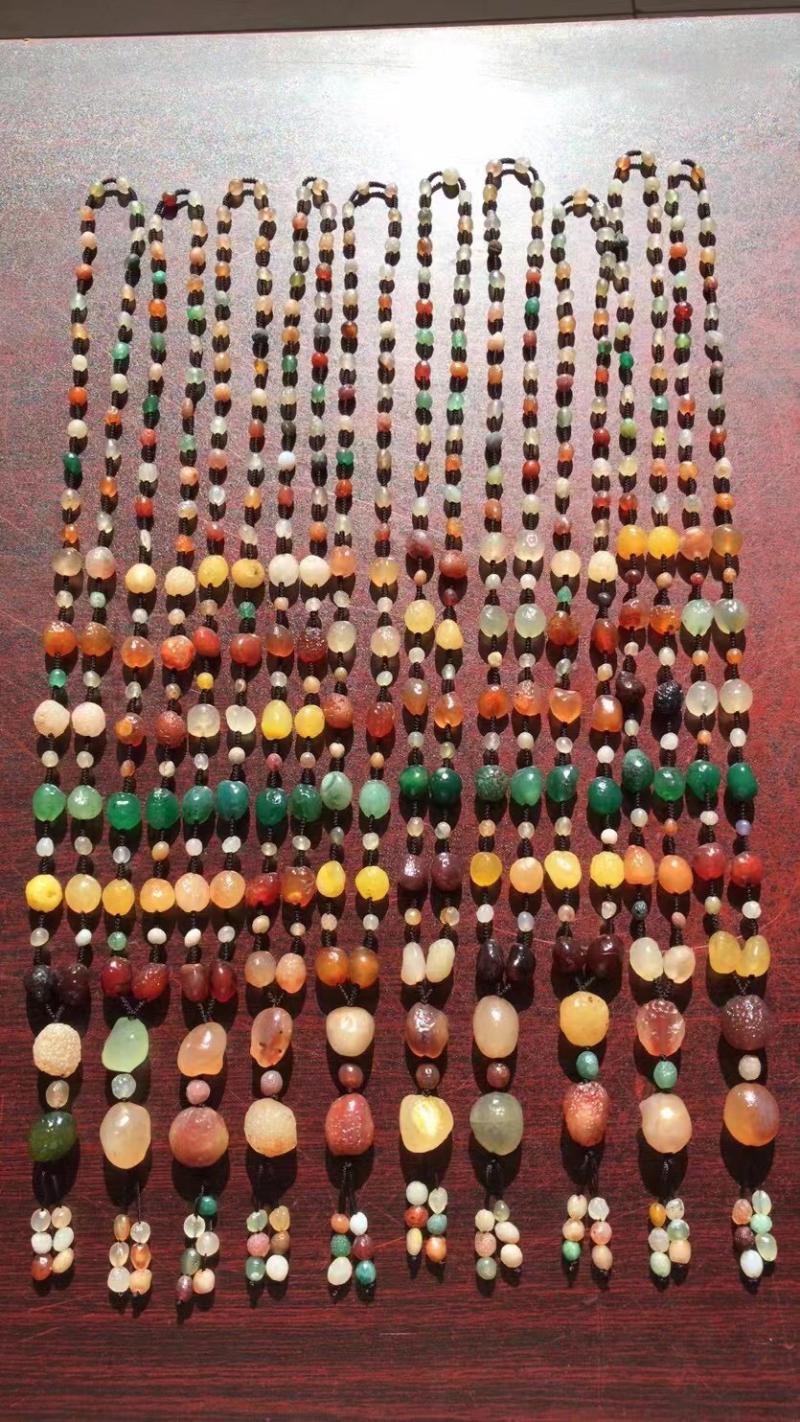 

Chains 10Pcs/Lot Wholesale Gobi Red Agate Colored Stone Necklace Sweater Chain Woman Jewelry Follow Shaped Beads Fashion All-Match, Silver