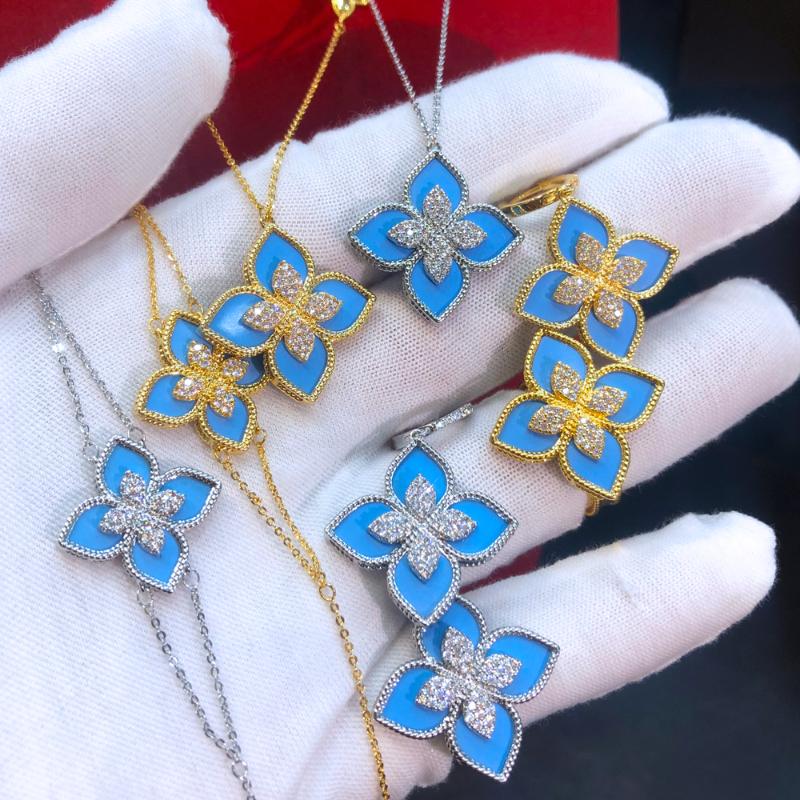 

Earrings & Necklace Missvikki Trendy Luxury Lucky Clover Jewelry Set Bangle Ring For Women Girl Daily Birthday Anniversary Gift, Silver