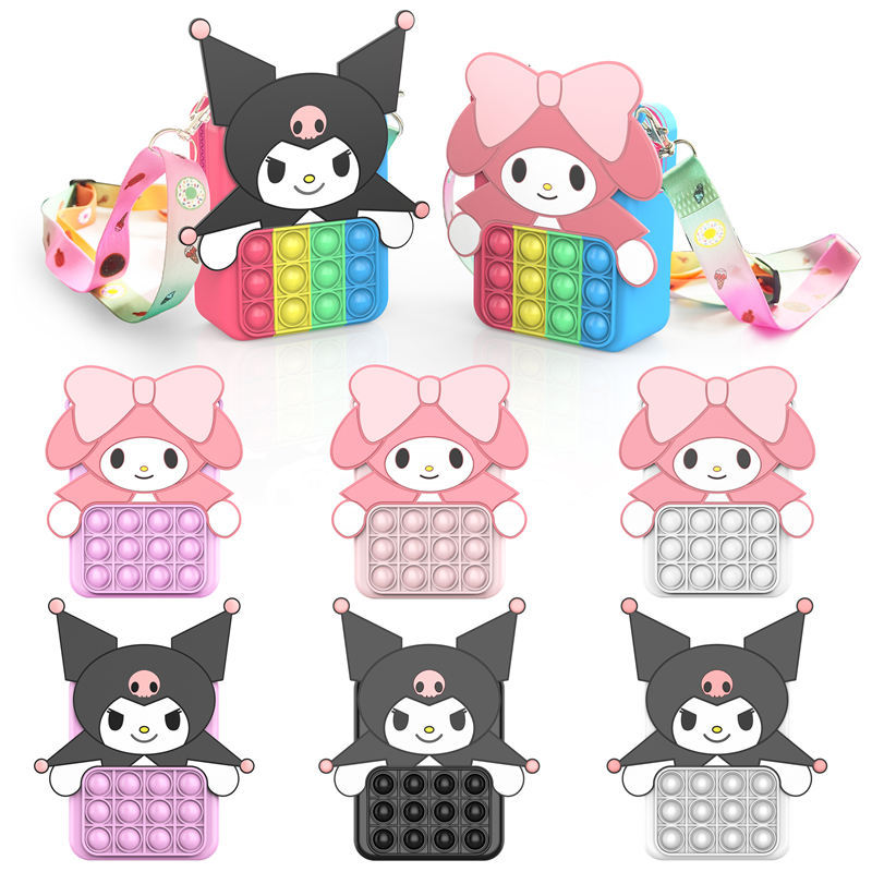 

Student Fidget Coin Purse Toys Push It Squeeze Bubble Educational Stress Reliever Bags Shoulder Messenger Cosmetic Storage Bag Decompression Toy Girl Gifts