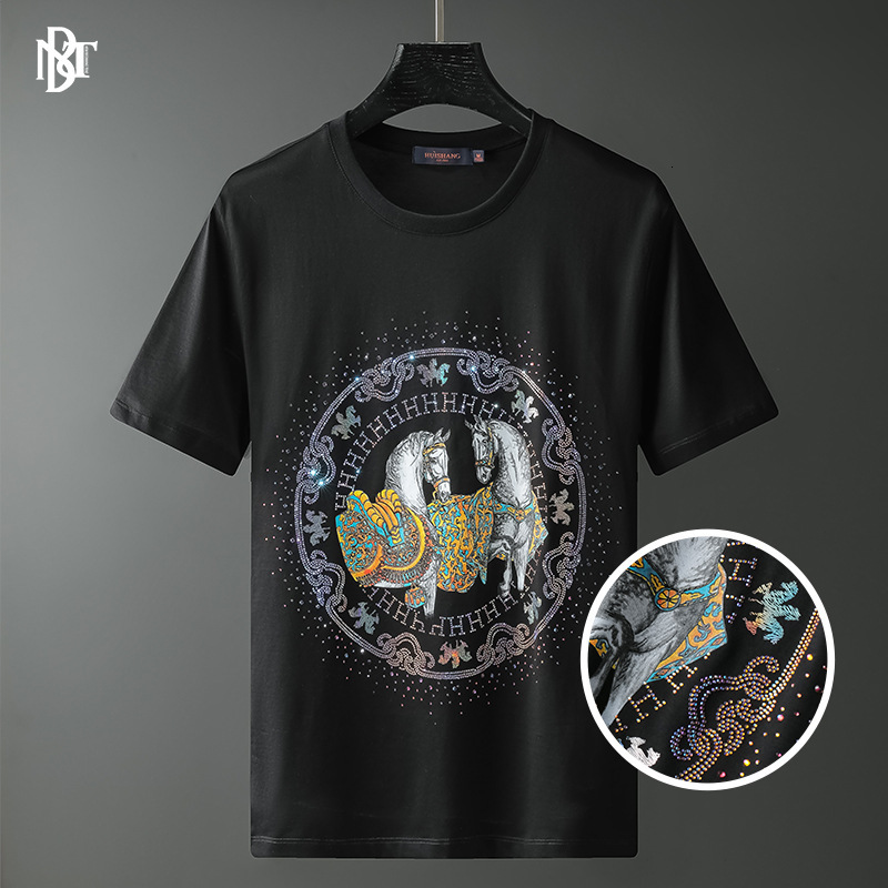 

t shirt tuishang men's wear leisure clothes in spring and summer of 2021 fashion european white horse design short sleeve for, White;black