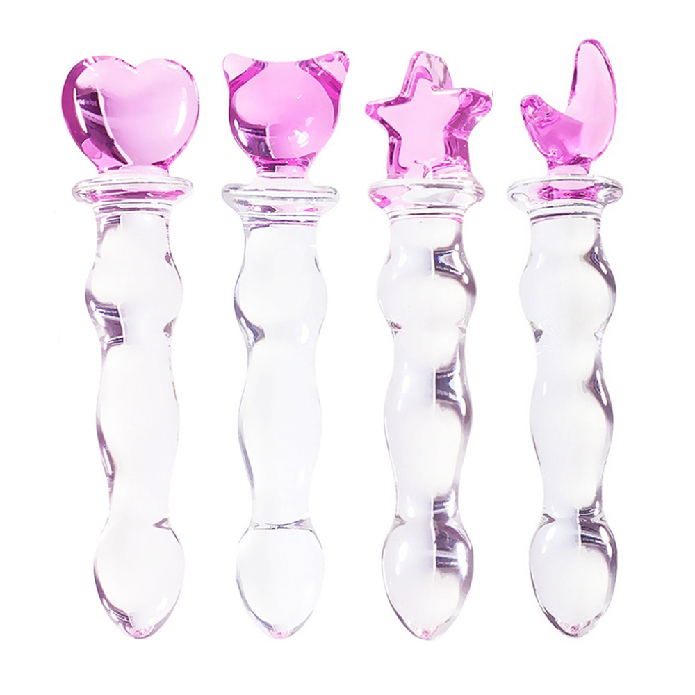 JY Pink Heart Glass Sex Toys Dildo for Women Large Crystal Masturbator Female Vaginal Anal Stimulation Pleasure Wand