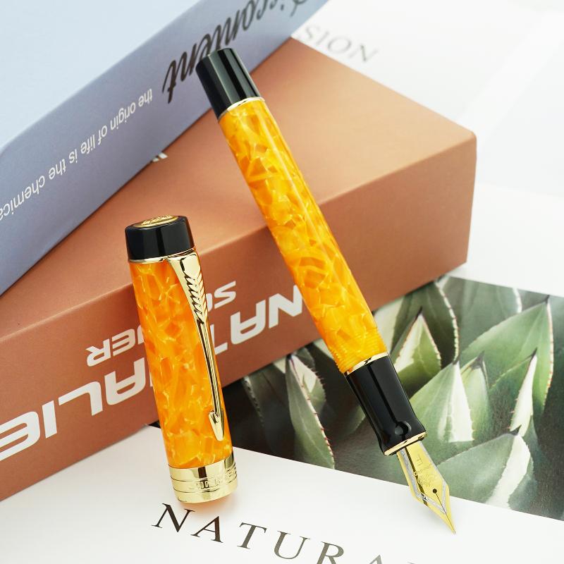 

Jinhao 100 Centennial Orange Resin Fountain Pen Arrow Clip EF/F/M/Bent Nib With Converter Writing Business Office Gift Ink Pens, As pic