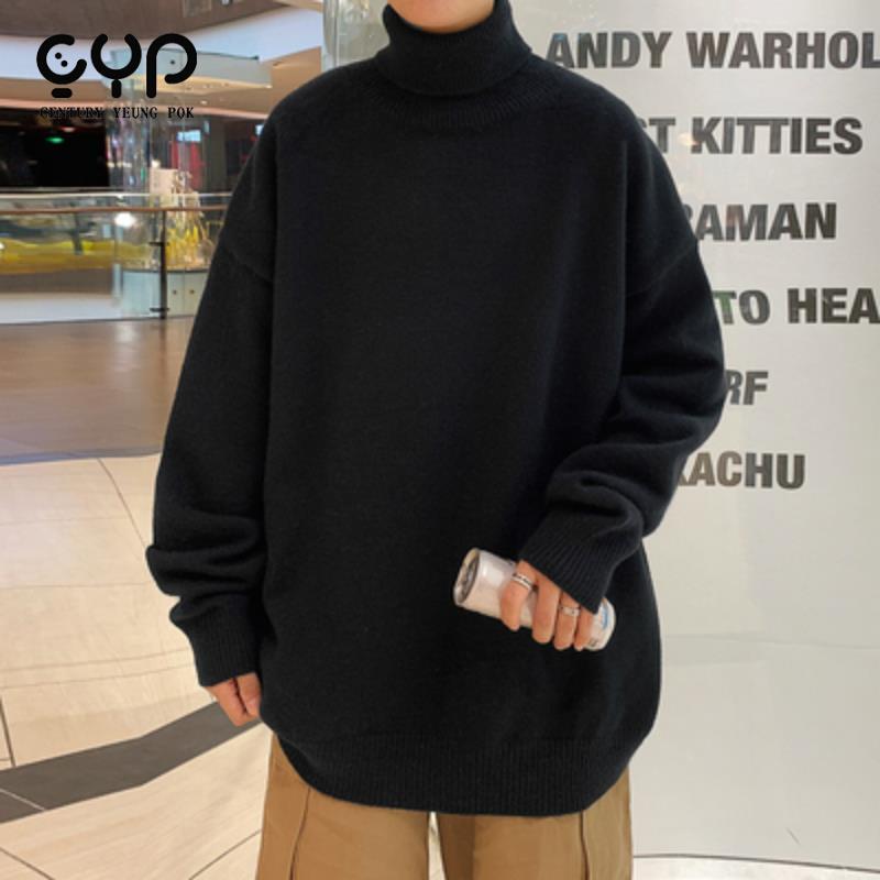 

Men's Sweaters Thick Warm Sweater Men Turtleneck Loose Casual Pullovers Bottoming Shirt Autumn Winter Solid Color, White;black