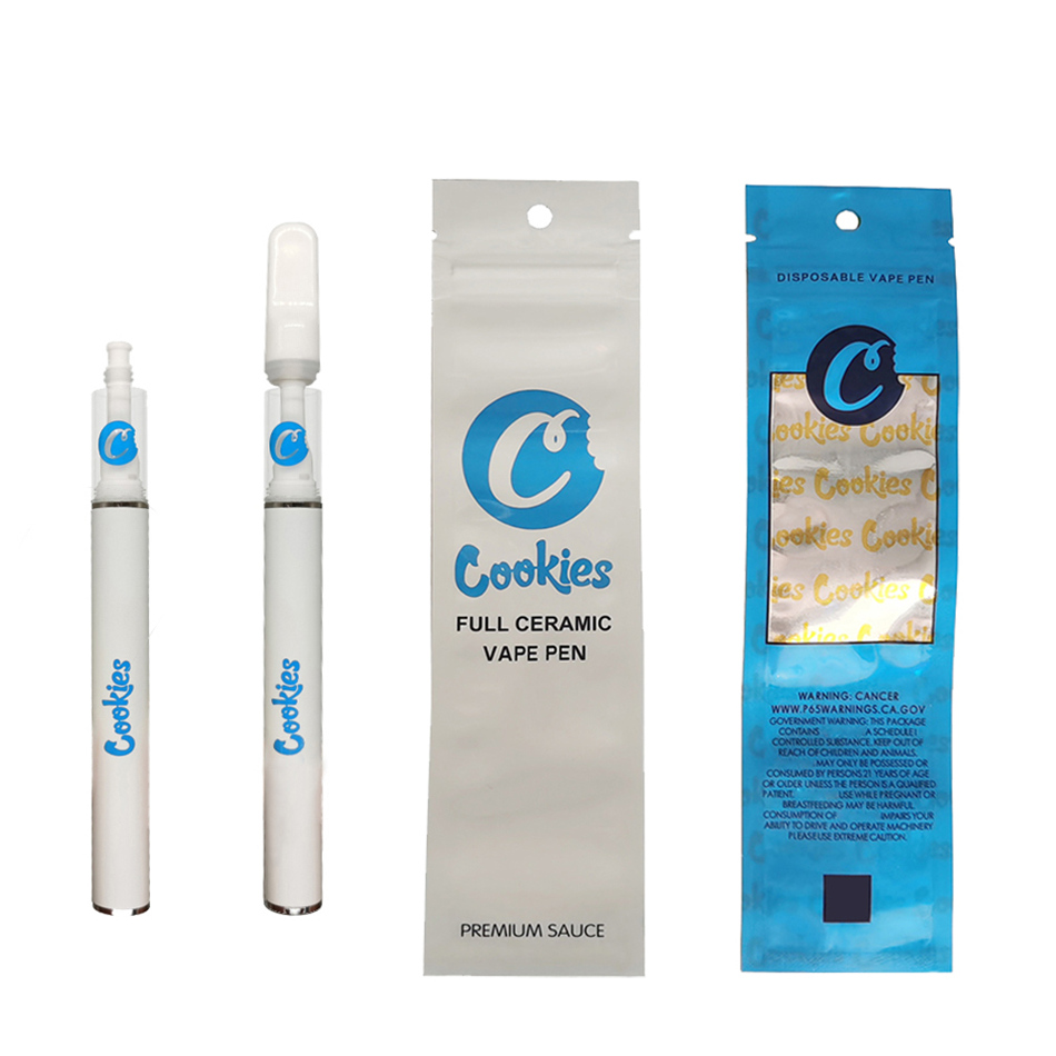 

Delta 8 Full Ceramic Cookies Disposable Vape Pen Starter Kits E-Cigarettes Vapes Battery 0.5ML Empty Oil Cartridge Packaging 290mAh Recharge