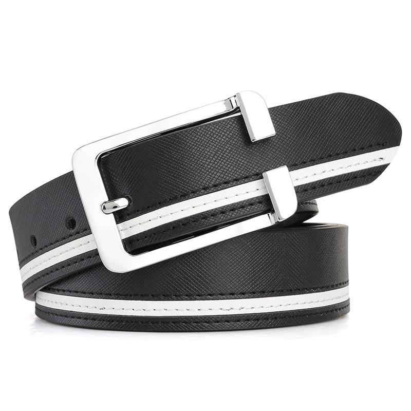

Belts Designer Men's Belt White Korean -selling Style Leather Stitching Fashion For Men Business Pin Buckle Golf