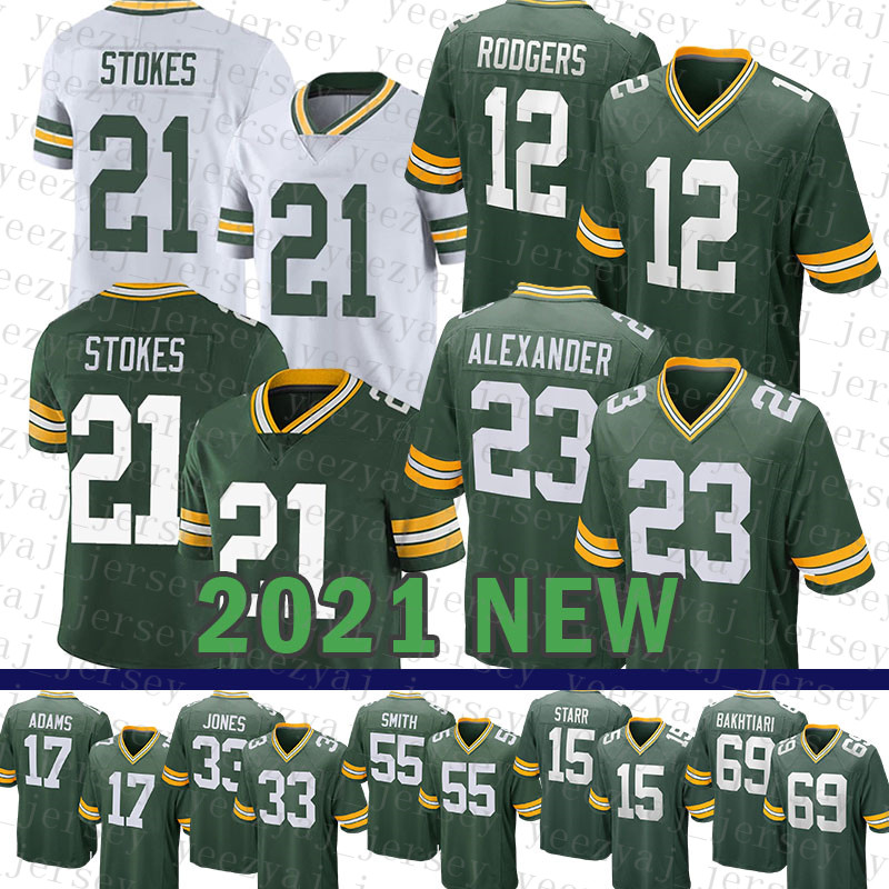 

Green Mens Bay American Football Jersey Packer 21 Eric Stokes 12 Aaron Rodgers 23 Jaire Alexander 17 Davante Adams 33 Aaron Jones 55 Za'Darius Smith Bart Starr CHEAP, Mens-baozhuanggong