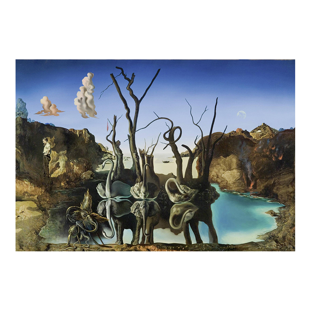 Dali Salvador Swans Reflecting Elephants Painting Poster Print Home Decor Framed Or Unframed Photopaper Material-image-695222425