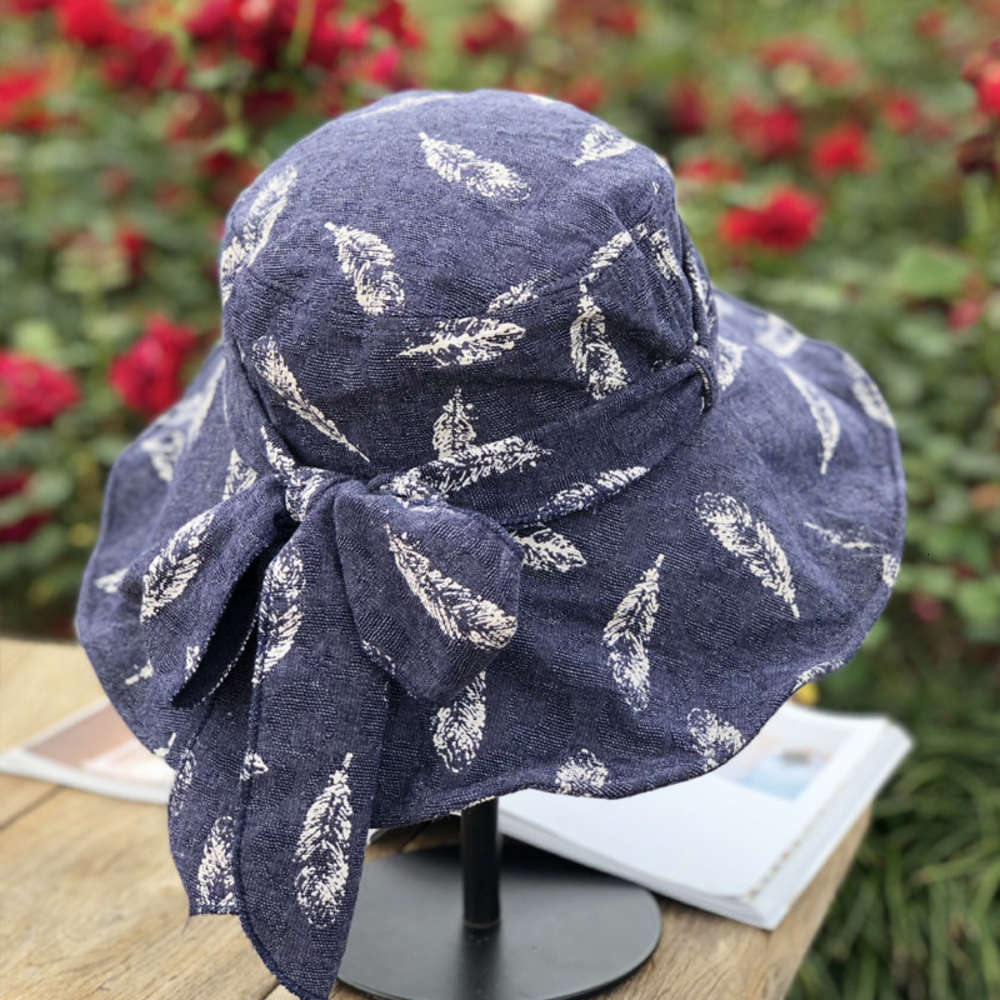 

Sun hat female summer cover cloth Korean beach bow fisherman's outdoor big edge foldable sunshade Hat, Blue;gray