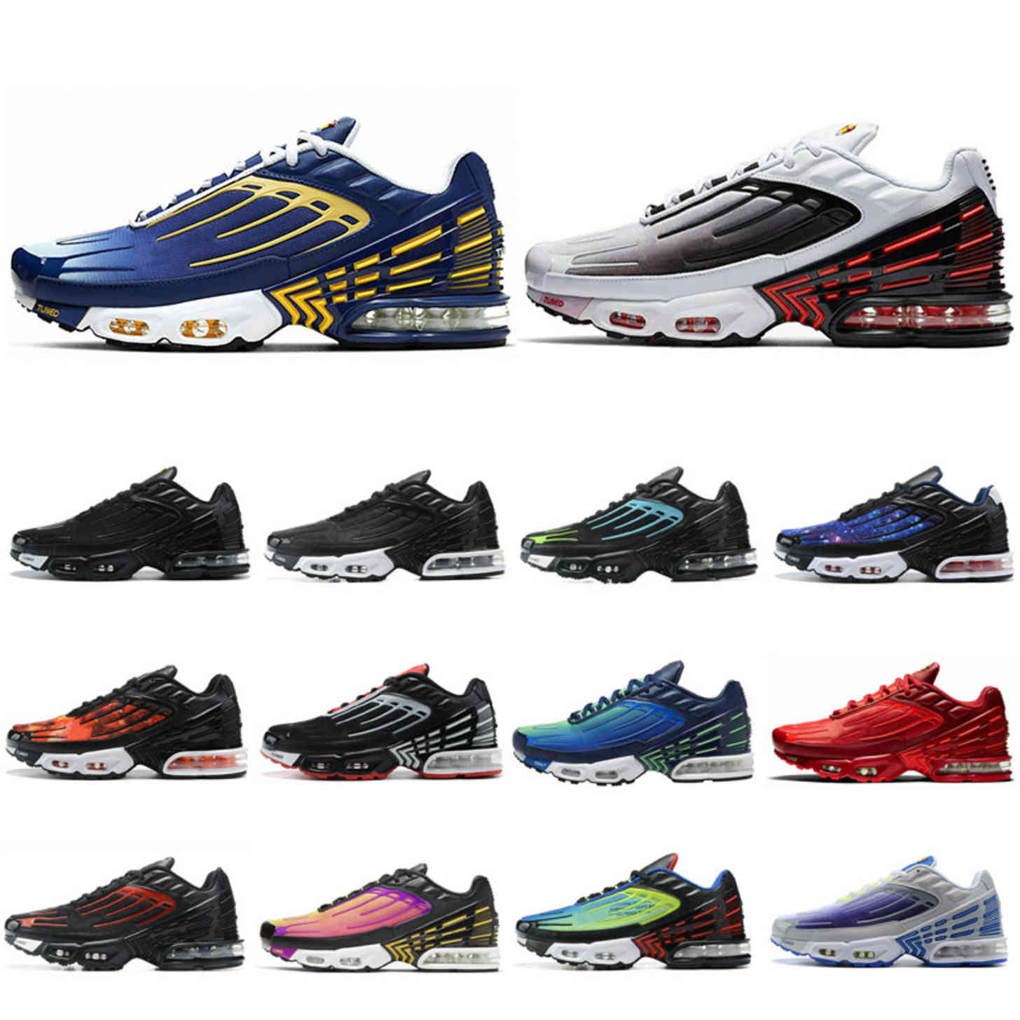 Femmes Hommes Running Shoes TN Tuned Laser Blue Plus 3 III Noir Deep Hyper Royal Crimson Baskers Sneakers