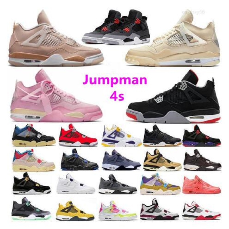 

2022 TOP Quality Jumpman 4 4s Basketball Shoes Infrared Pink Leopard Shimmer Sail Black Cat Bred Guava Ice Neon University Blue White Oreo Pure Money Sports Sneakers, Color 45