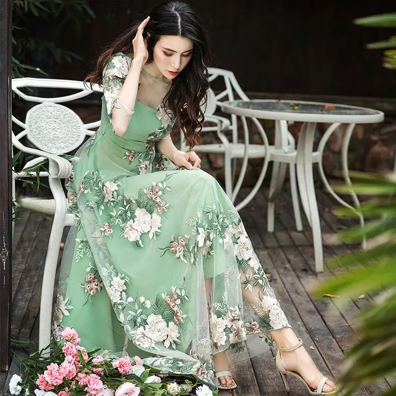 

Spring Autumn New Female O-neck Dress Women 2021 short Sleeve Dresses Women Beach Autumn Ruffles Vintage Vestido robe