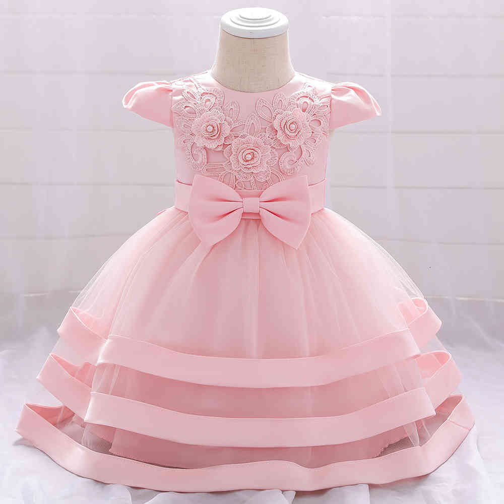

Girl's Baby Summer Dresses Newborn 1 year Birthday Wedding Princess Flower Girl Ball Gown Tutu Party Dress Clothes 1027, Peach pink