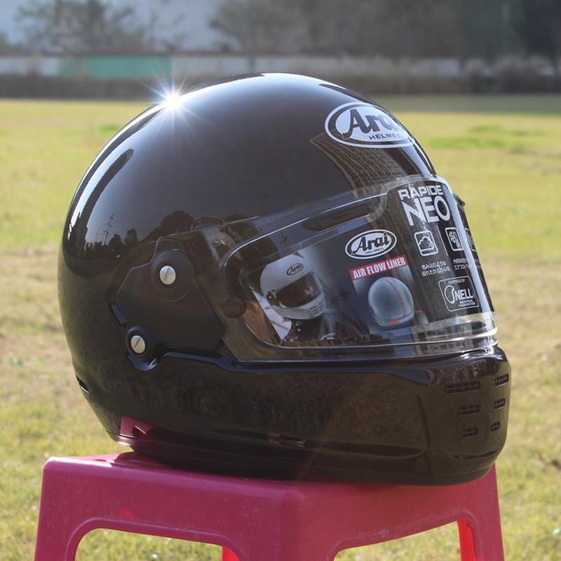 

Motorcycle Helmets High-strength Fiberglass Helmet Retro Kart Racing NEO Full Face Helmet, Stylish Bright Black,Capacete