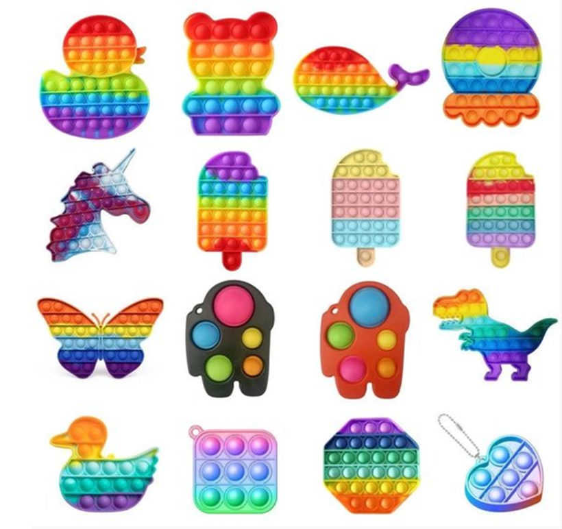 

Popit Children Thinking Training Puzzle Rodent Exterminator Rainbow Press Music Finger Pressure Bubble Silicone Press Toy Party Favor