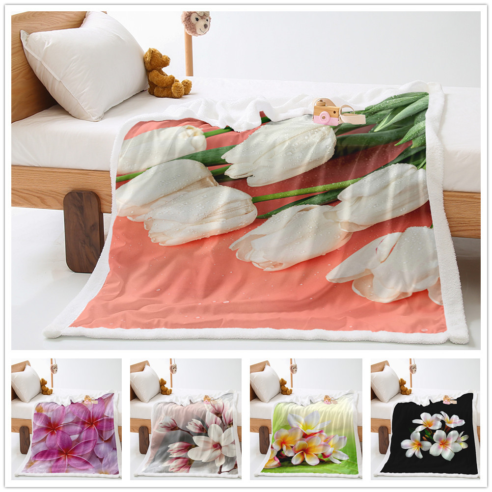 

2021 New Arrival 3D Lily Printed Blanket Thickened 3D Digital Printing Cashmere