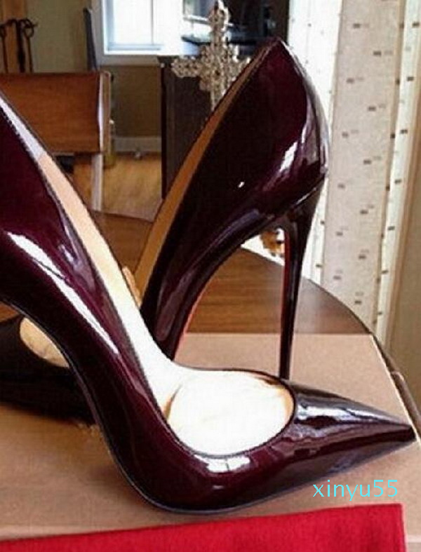 

Women Shoes Red Bottoms High Heels Sexy Pointed Toe Red Sole 8cm 10cm 12cm Pumps Wedding Dress Shoes Nude Black Shiny 688