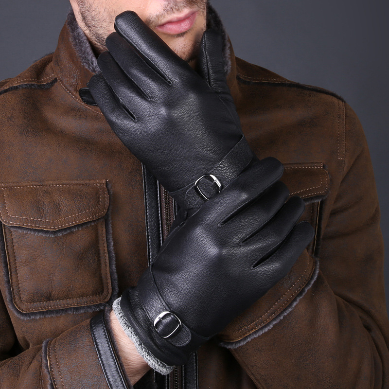 

High Quality Genuine Leather Black Sheepskin Gloves Men Driving Working Glove