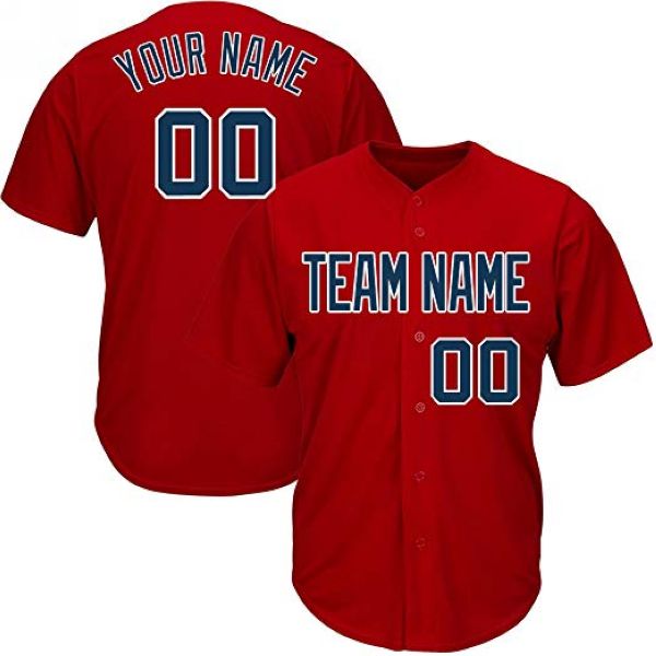 

Custom Red Baseball Jersey 101, Men size s-4l