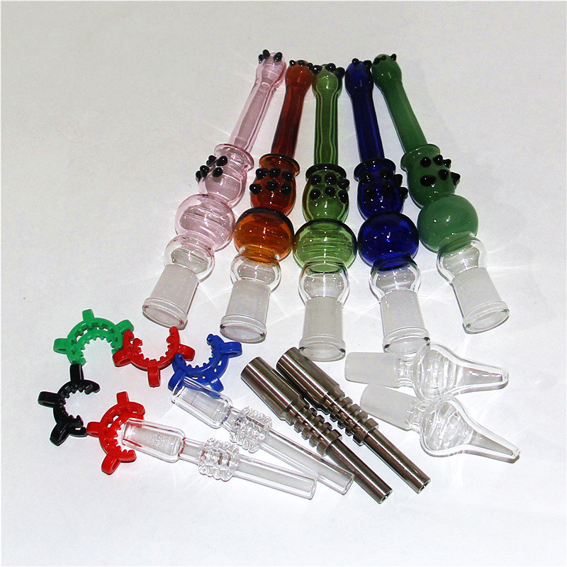 

Glass Nectar nector Collector Mini Straw Water Pipes Hookahs with Titanium Nail For smoking accessories Dab Rigs Silicone Bongs Pipe