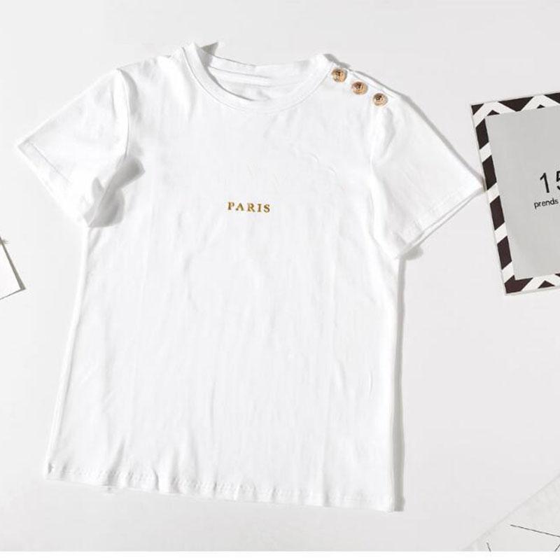 

T Letter Womens Bronzing shirt Printing short sleeve Women tshirt Over Size T-shirt Girl Female summer fashion Clothing New L48K, White