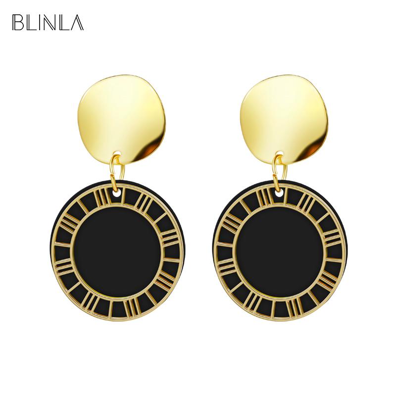 

Dangle & Chandelier BLINLA Korean Statement Round Geometric Earrings Fashion Jewelry Vintage Gold Sequin Hollow For Women 2021