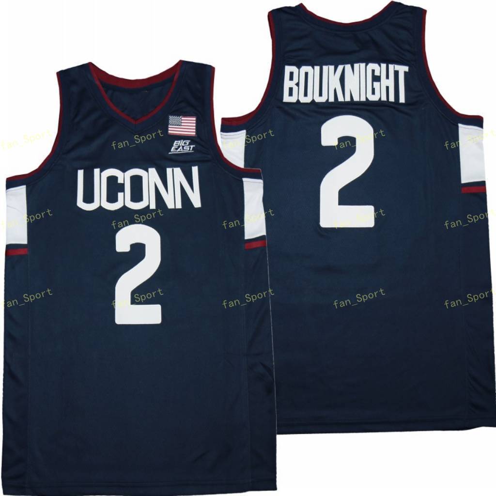 

NCAA College Basketball Uconn Huskies 2 James Bouknight Jersey Men Team Navy Blue Away Breathable Pure Cotton University Good Top Quality, As